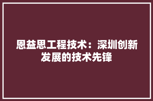 恩益思工程技术：深圳创新发展的技术先锋 中式风格装饰