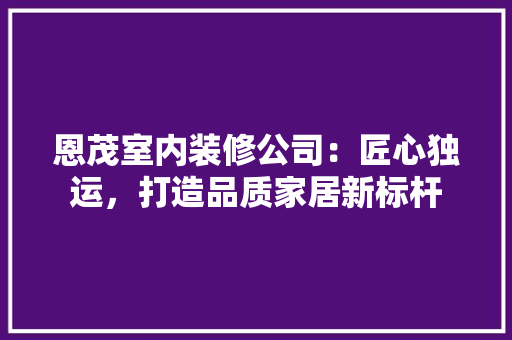 恩茂室内装修公司：匠心独运，打造品质家居新标杆 中式风格装饰