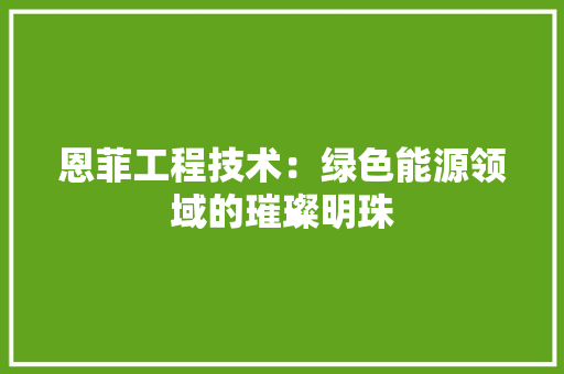 恩菲工程技术：绿色能源领域的璀璨明珠 中式风格装饰