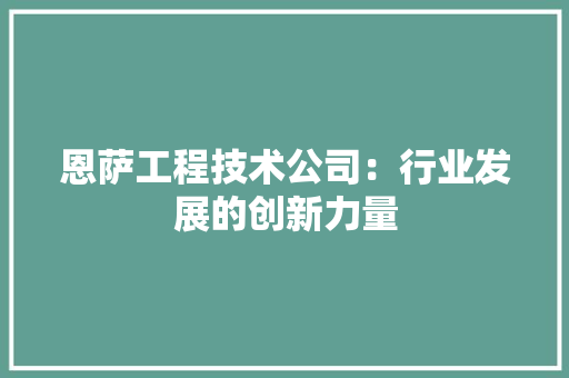 恩萨工程技术公司：行业发展的创新力量 中式风格装饰
