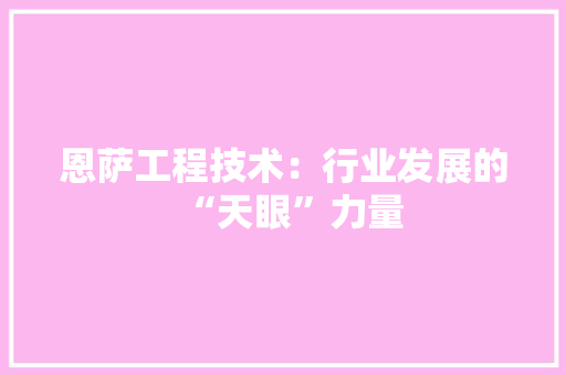 恩萨工程技术：行业发展的“天眼”力量 中式风格装饰
