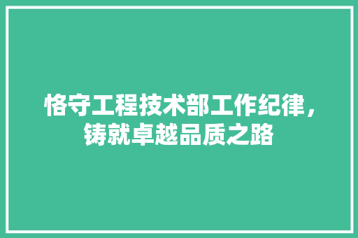 恪守工程技术部工作纪律，铸就卓越品质之路 中式风格装饰
