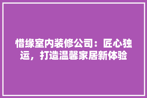 惜缘室内装修公司：匠心独运，打造温馨家居新体验 中式风格装饰