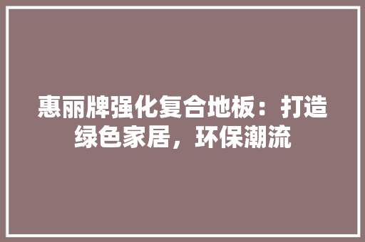 惠丽牌强化复合地板：打造绿色家居，环保潮流 中式风格装饰
