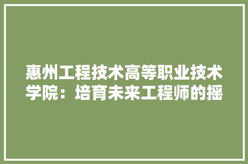 惠州工程技术高等职业技术学院：培育未来工程师的摇篮 中式风格装饰
