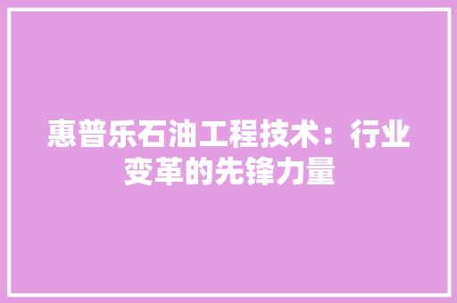惠普乐石油工程技术：行业变革的先锋力量 中式风格装饰