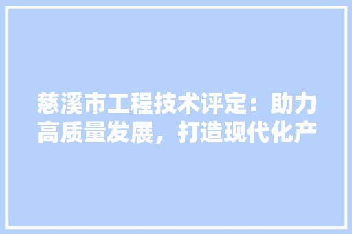 慈溪市工程技术评定：助力高质量发展，打造现代化产业体系 中式风格装饰