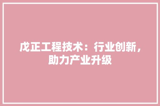 戊正工程技术：行业创新，助力产业升级 中式风格装饰