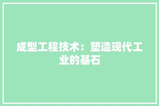 成型工程技术：塑造现代工业的基石 中式风格装饰