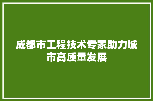 成都市工程技术专家助力城市高质量发展 中式风格装饰