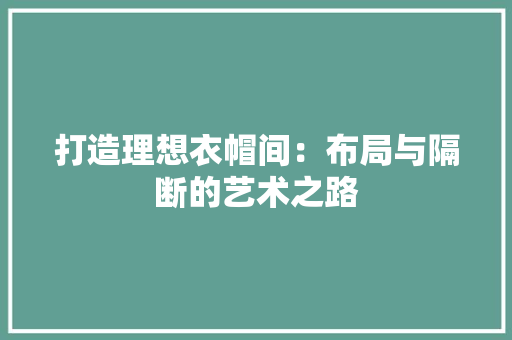 打造理想衣帽间：布局与隔断的艺术之路 室内设计