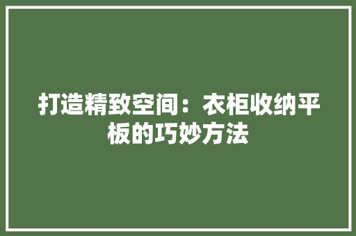 打造精致空间：衣柜收纳平板的巧妙方法 室内设计