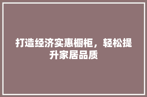 打造经济实惠橱柜，轻松提升家居品质 室内设计