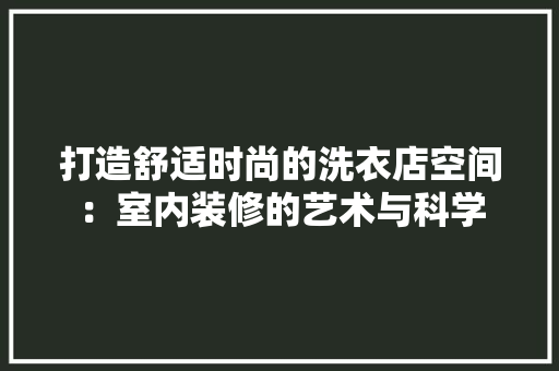 打造舒适时尚的洗衣店空间：室内装修的艺术与科学 室内设计