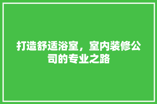 打造舒适浴室，室内装修公司的专业之路 室内设计