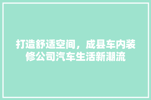 打造舒适空间，成县车内装修公司汽车生活新潮流 室内设计