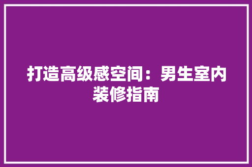 打造高级感空间：男生室内装修指南 室内设计