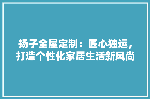 扬子全屋定制：匠心独运，打造个性化家居生活新风尚 室内设计