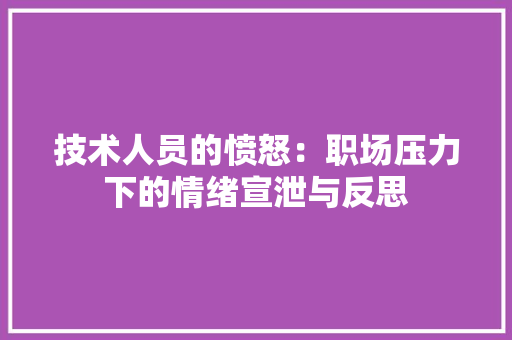 技术人员的愤怒：职场压力下的情绪宣泄与反思 室内设计