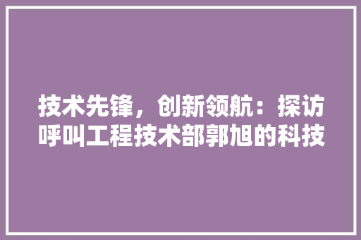 技术先锋，创新领航：探访呼叫工程技术部郭旭的科技之路 室内设计