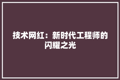 技术网红：新时代工程师的闪耀之光