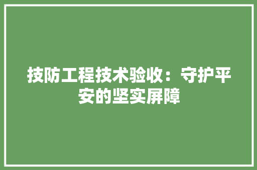 技防工程技术验收：守护平安的坚实屏障 室内设计