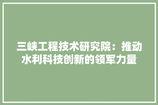 三峡工程技术研究院：推动水利科技创新的领军力量 现代风格装饰