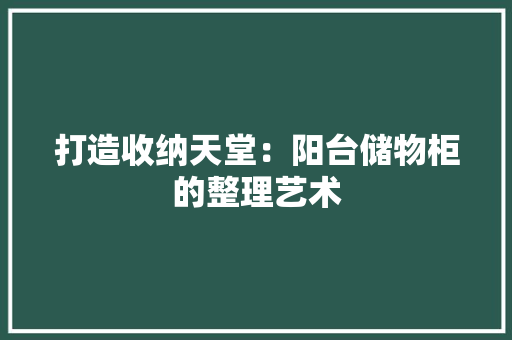 打造收纳天堂：阳台储物柜的整理艺术 室内设计