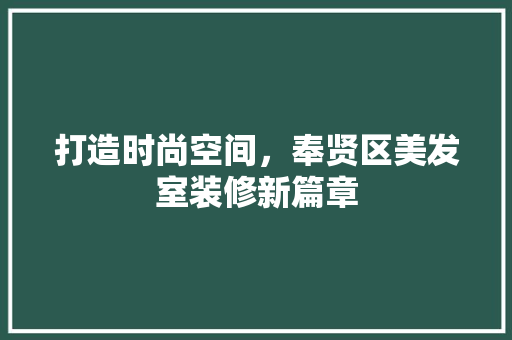 打造时尚空间，奉贤区美发室装修新篇章 室内设计