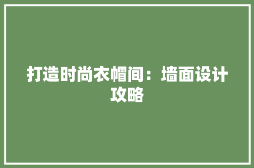 打造时尚衣帽间：墙面设计攻略 室内设计