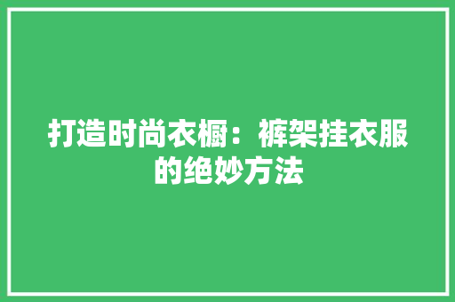 打造时尚衣橱：裤架挂衣服的绝妙方法 室内设计