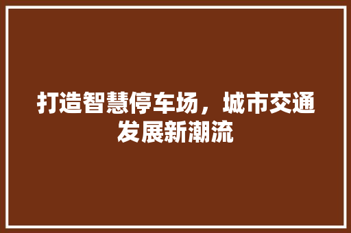 打造智慧停车场，城市交通发展新潮流 室内设计
