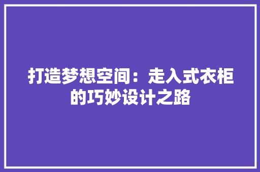 打造梦想空间：走入式衣柜的巧妙设计之路 室内设计