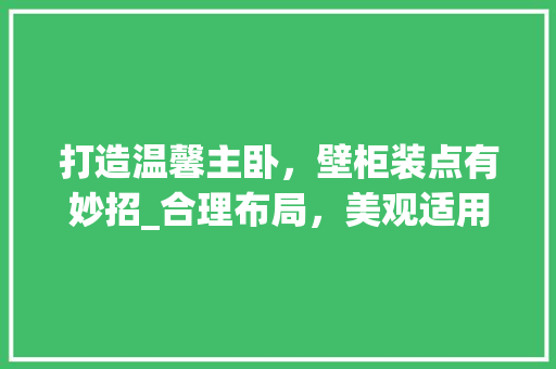 打造温馨主卧，壁柜装点有妙招_合理布局，美观适用两不误
