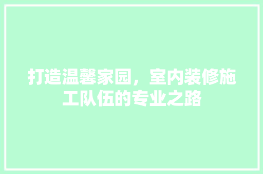 打造温馨家园，室内装修施工队伍的专业之路 室内设计