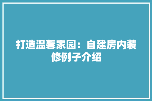 打造温馨家园：自建房内装修例子介绍 室内设计
