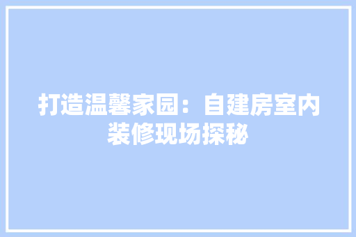 打造温馨家园：自建房室内装修现场探秘 室内设计