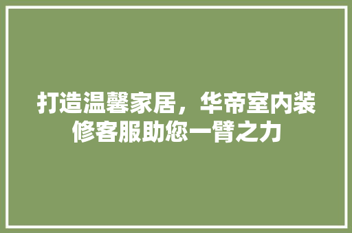 打造温馨家居，华帝室内装修客服助您一臂之力 室内设计