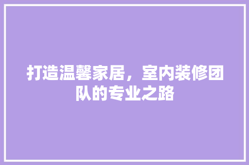 打造温馨家居，室内装修团队的专业之路 室内设计