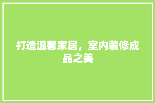 打造温馨家居，室内装修成品之美 室内设计