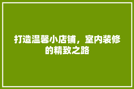 打造温馨小店铺，室内装修的精致之路 室内设计