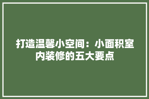 打造温馨小空间：小面积室内装修的五大要点 室内设计
