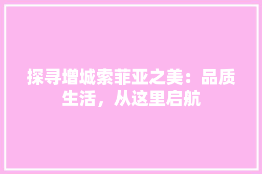 探寻增城索菲亚之美：品质生活，从这里启航 室内设计