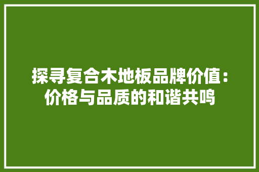 探寻复合木地板品牌价值：价格与品质的和谐共鸣 室内设计