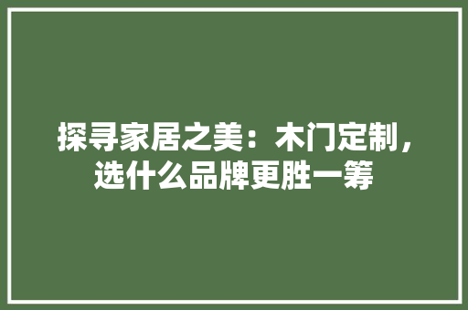 探寻家居之美：木门定制，选什么品牌更胜一筹 室内设计
