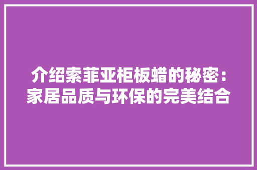 介绍索菲亚柜板蜡的秘密：家居品质与环保的完美结合 家居装修