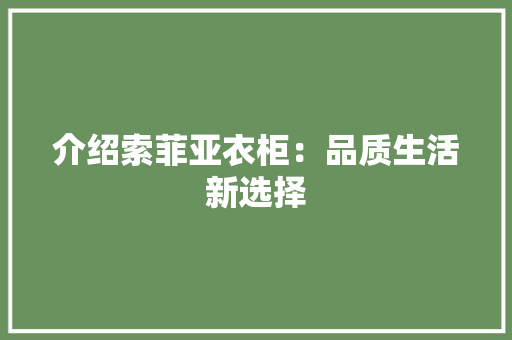介绍索菲亚衣柜：品质生活新选择 家居装修