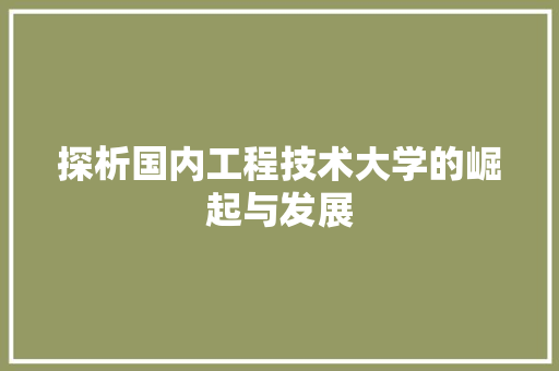 探析国内工程技术大学的崛起与发展 室内设计