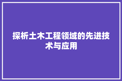 探析土木工程领域的先进技术与应用 室内设计