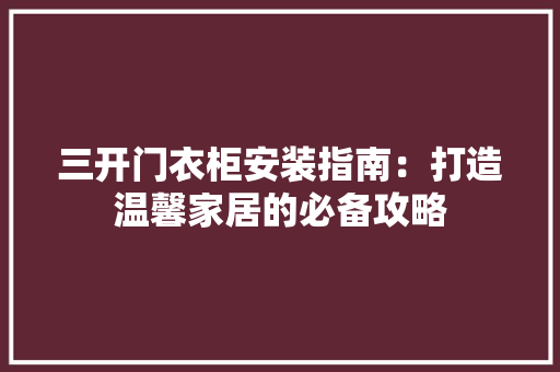 三开门衣柜安装指南：打造温馨家居的必备攻略 现代风格装饰